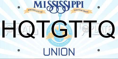 HQTGTTQ Mississippi License Plate