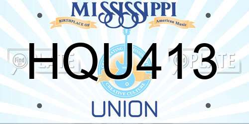 HQU413 Mississippi License Plate