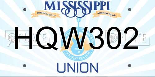 HQW302 Mississippi License Plate