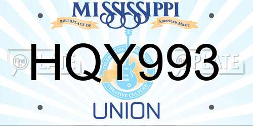 HQY993 Mississippi License Plate