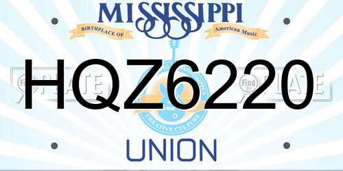 HQZ6220 Mississippi License Plate