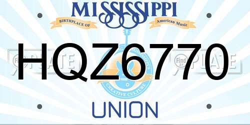 HQZ6770 Mississippi License Plate