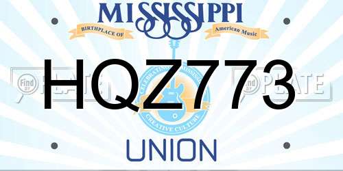 HQZ773 Mississippi License Plate