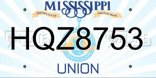 HQZ8753 Mississippi License Plate