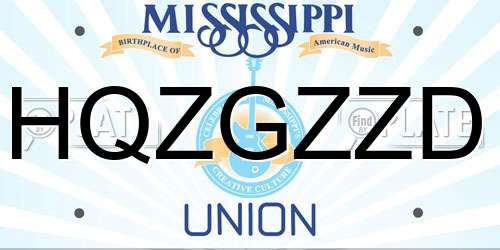 HQZGZZD Mississippi License Plate