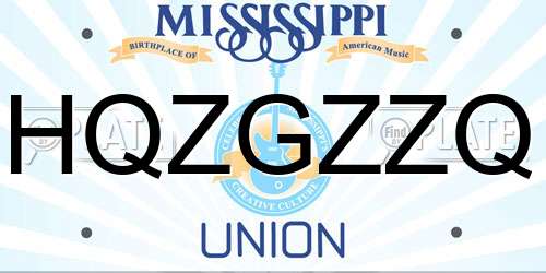 HQZGZZQ Mississippi License Plate