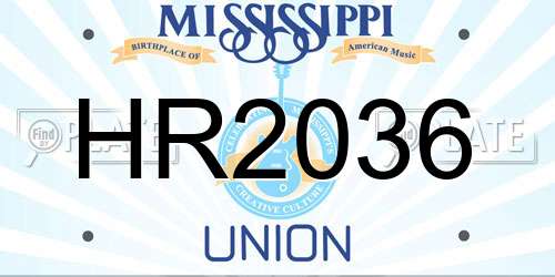 HR2036 Mississippi License Plate