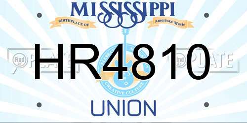 HR4810 Mississippi License Plate