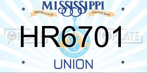 HR6701 Mississippi License Plate
