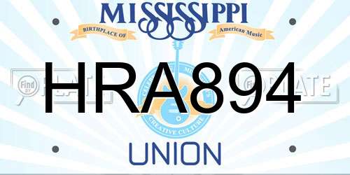 HRA894 Mississippi License Plate