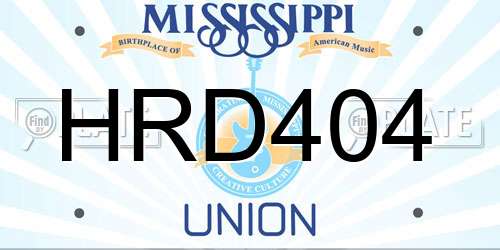HRD404 Mississippi License Plate