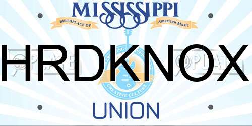 HRDKNOX Mississippi License Plate