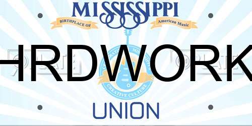 HRDWORK Mississippi License Plate
