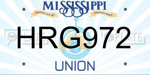 HRG972 Mississippi License Plate