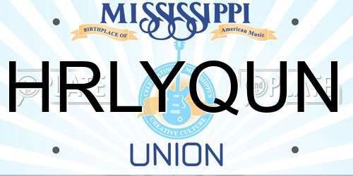 HRLYQUN Mississippi License Plate