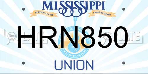 HRN850 Mississippi License Plate
