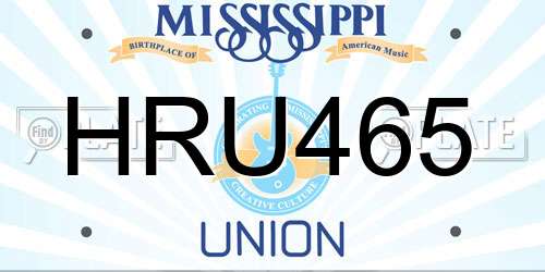 HRU465 Mississippi License Plate