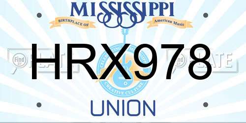 HRX978 Mississippi License Plate