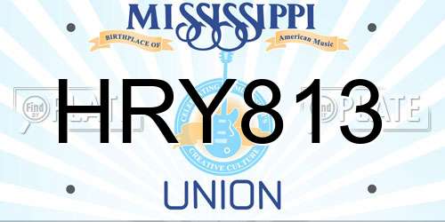 HRY813 Mississippi License Plate