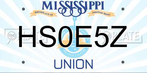 HS0E5Z Mississippi License Plate