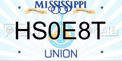 HS0E8T Mississippi License Plate