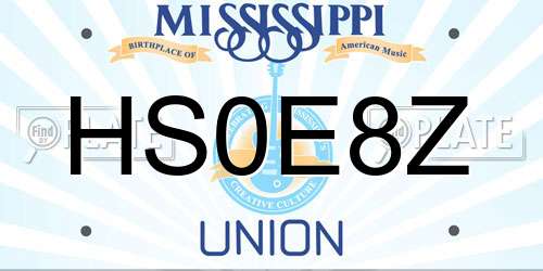 HS0E8Z Mississippi License Plate