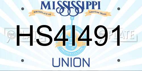 HS4I491 Mississippi License Plate