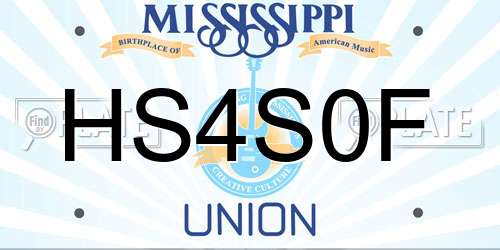 HS4S0F Mississippi License Plate