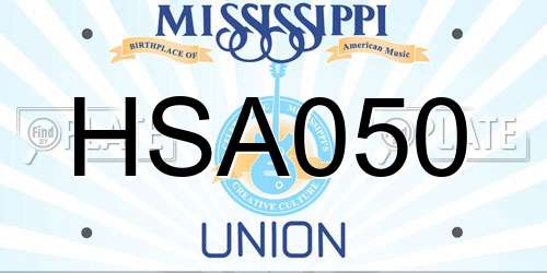 HSA050 Mississippi License Plate