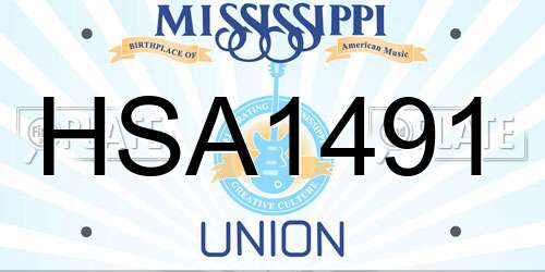 HSA1491 Mississippi License Plate