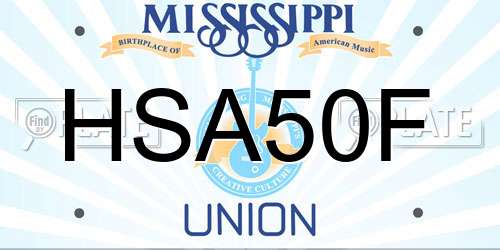 HSA50F Mississippi License Plate