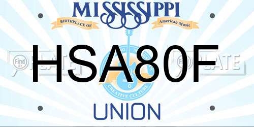 HSA80F Mississippi License Plate