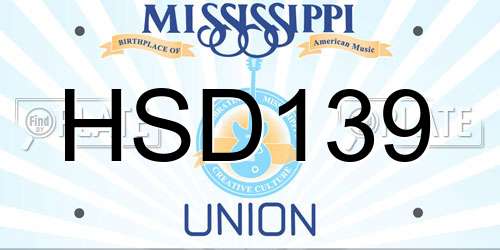 HSD139 Mississippi License Plate
