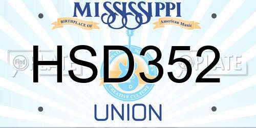 HSD352 Mississippi License Plate