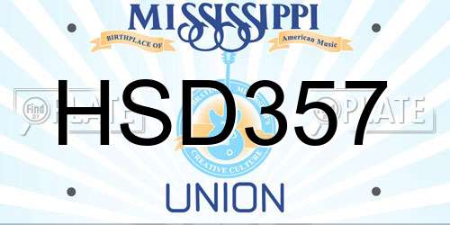 HSD357 Mississippi License Plate