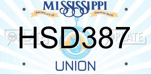 HSD387 Mississippi License Plate
