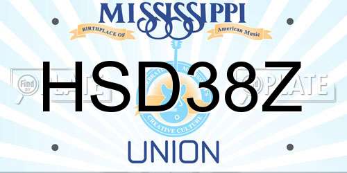 HSD38Z Mississippi License Plate