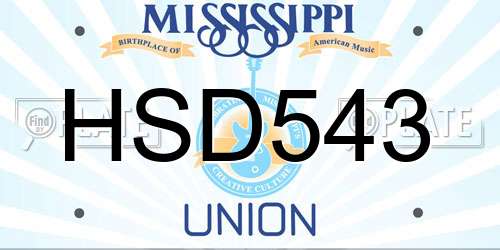HSD543 Mississippi License Plate