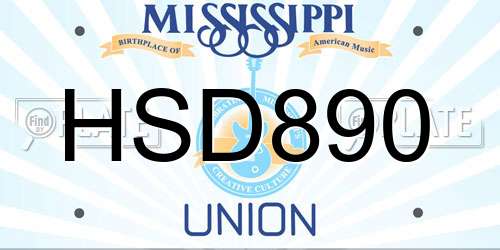 HSD890 Mississippi License Plate