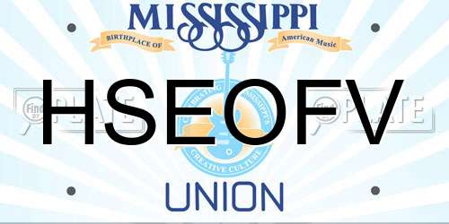 HSEOFV Mississippi License Plate