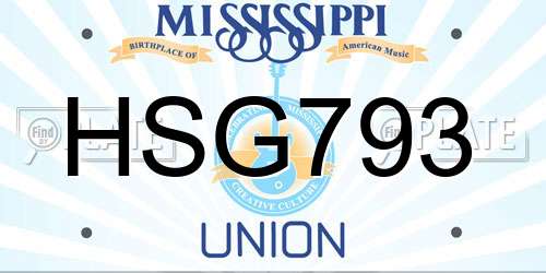 HSG793 Mississippi License Plate