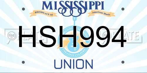 HSH994 Mississippi License Plate