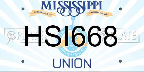 HSI668 Mississippi License Plate