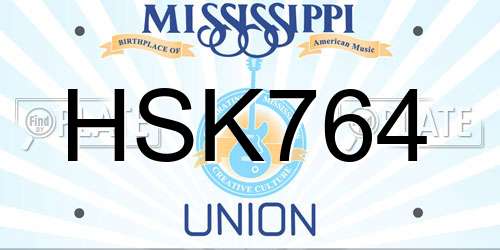 HSK764 Mississippi License Plate