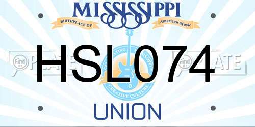 HSL074 Mississippi License Plate