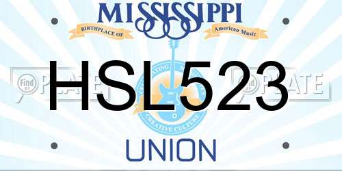 HSL523 Mississippi License Plate