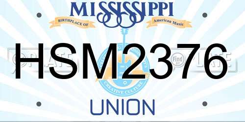 HSM2376 Mississippi License Plate