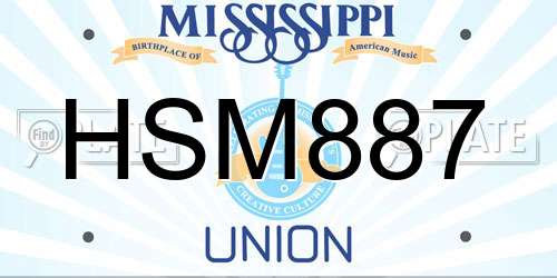 HSM887 Mississippi License Plate