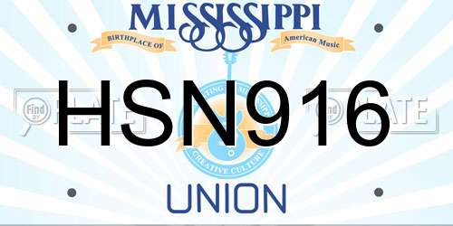 HSN916 Mississippi License Plate
