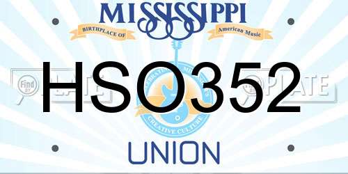 HSO352 Mississippi License Plate
